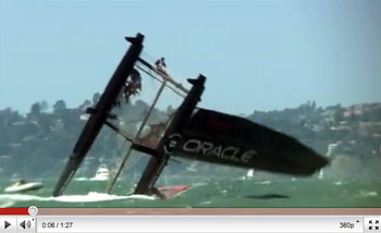 Oracle Racing Capsizes their AC45 Catamaran