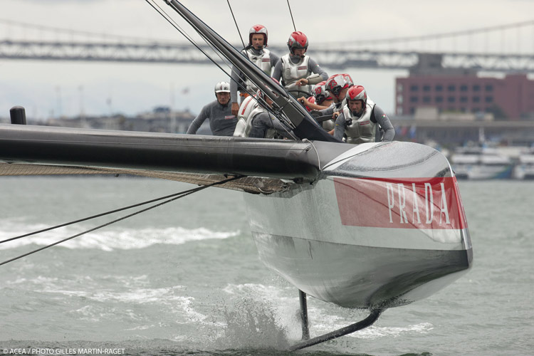 Luna Rossa's single AC72 shares her hull shape with ETNZ's boat #1.