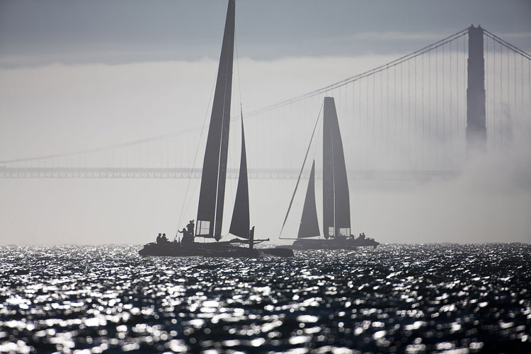 Oracle Racing's newest AC45's training in San Francisco. Photo:2011 Guilain Grenier/Oracle Racing
