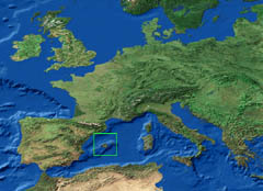 Map of Europe showing general location of Palma de Mallorca