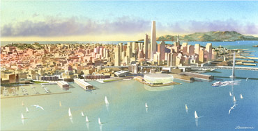 Rendering of proposed Golden State Warriors stadium on Piers 30-32 in San Francisco. Image: NBA.com